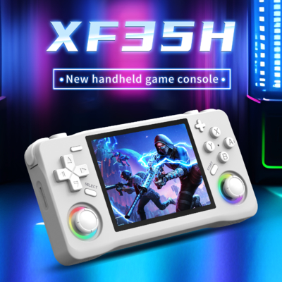 Consola de juegos portátil retro WIFI de 3.5 pulgadas XF35H, mini arcade clásico 3D para niños con EMMC RAM y CPU Rk3326